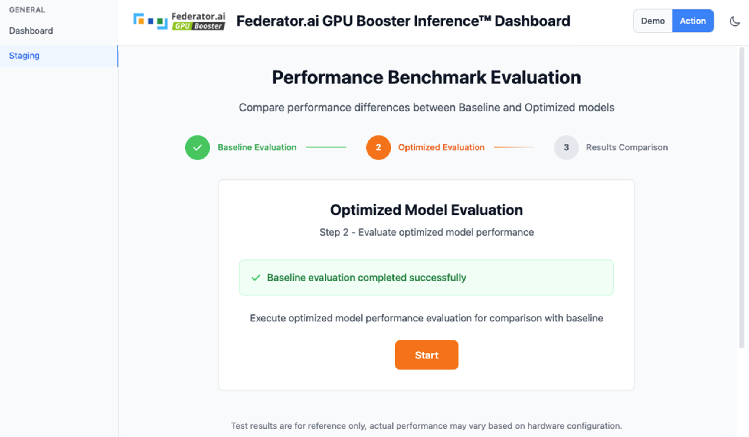 Federator.ai GPU Booster Inference™ Staging: Optimized Evaluation